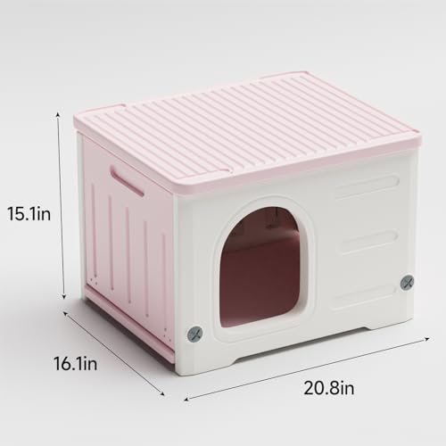 Green Stackable Plastic Cat House with Scratching Board & Cushion E5162