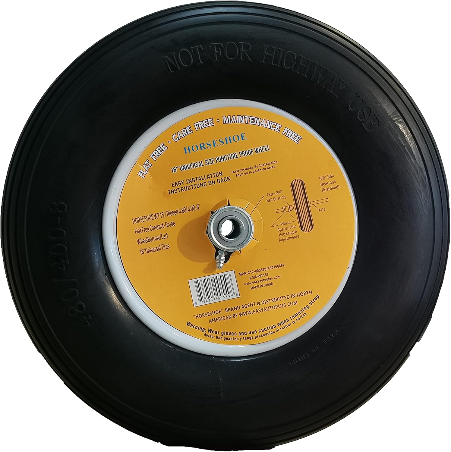 2 Pcs Flat Free Tire with Steel Rim V786684