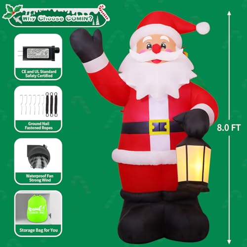 8 FT Inflatable Waving Santa Claus with Built-in LEDs L122841