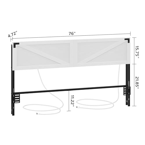 White Queen Size Headboard with LED Lights G565403