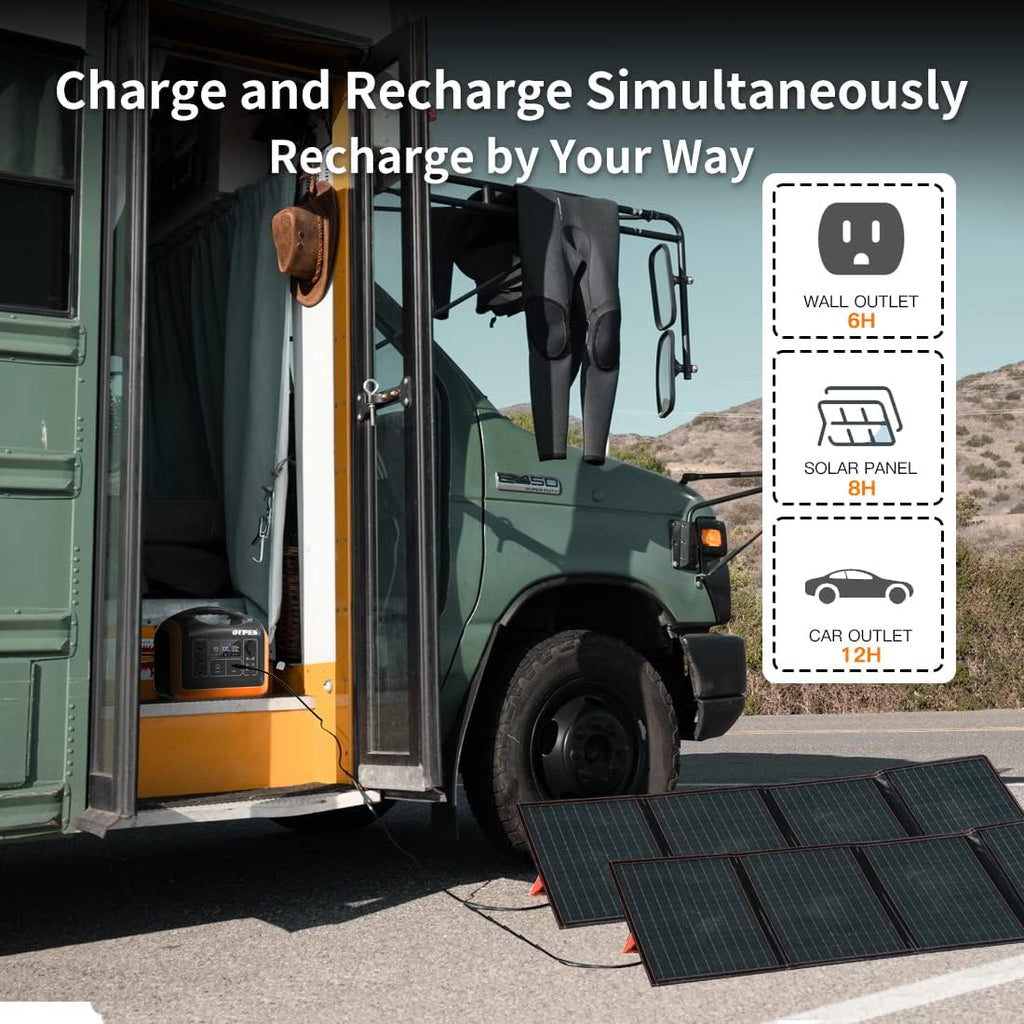 1200W Portable Power Station with 200W Solar Panel, 992Wh Battery, 3 AC Outlets L6596