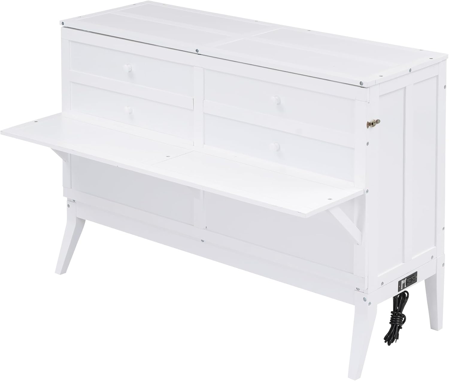 White Wood Queen Murphy Bed Y43570