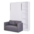 Queen Murphy Wall Bed with Sofa and Storage Shelves L109
