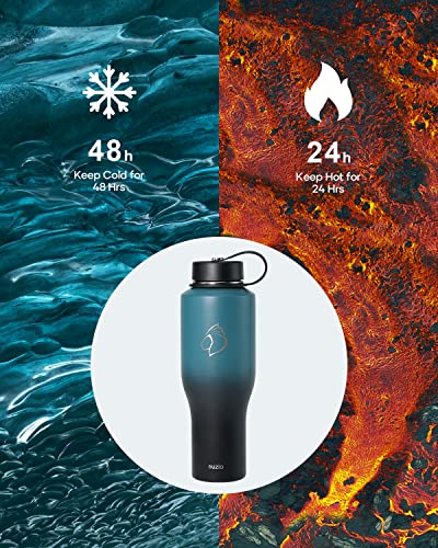 40 oz Insulated Double Wall Stainless Steel Tumbler with Handle Straw Lid and Flex Lid, Black U347733