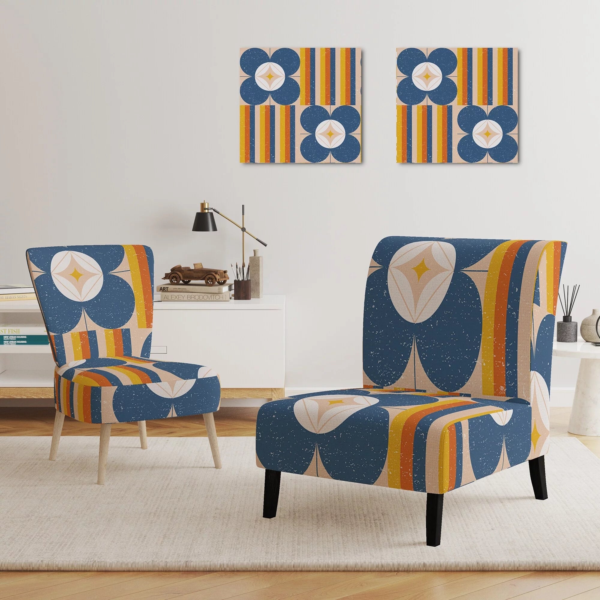 Retro Floral Pattern Upholstered Accent Chair E816236