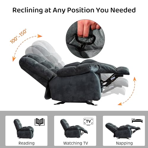 Soft Fabric Reclining Chair with Padded Backrest and Armrests Y703