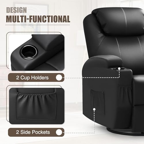 Black PU Leather Power Lift Recliner Chair with Massage O440