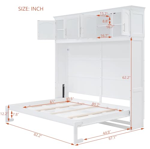 Grey Full Size Solid Wood Murphy Bed I71887