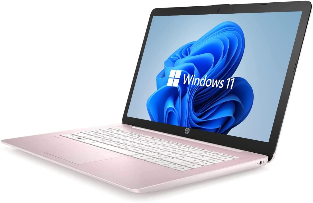 14" HD Laptop, Windows 11, Intel Celeron Dual-Core Processor 2.60GHz, 4GB RAM, 64GB SSD, Webcam, Pink M32789