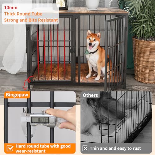 Large Wooden Dog Crate Furniture with Removable Divider K89923