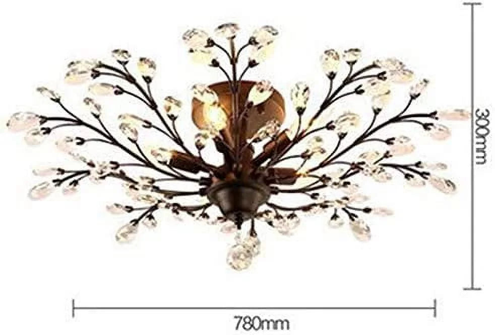 Vintage Large Crystal Semi Flush Mount Ceiling Light Fixture Chandelier L28705