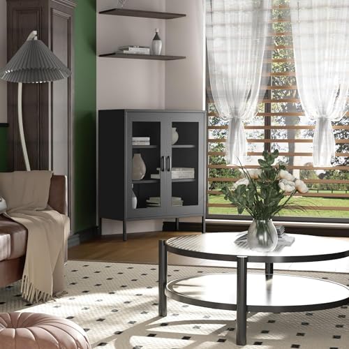 Black 70" Tall Metal Storage Cabinet with 4 Adjustable Shelves D3111