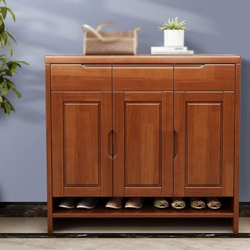 Solid Wood Shoe Cabinet with 3 Storage Drawers D597