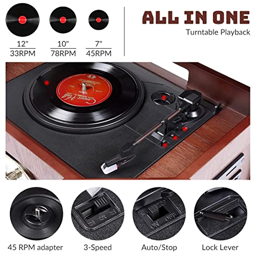 10-in-1 Bluetooth Turntable Record Player with Built-in Speaker K75872