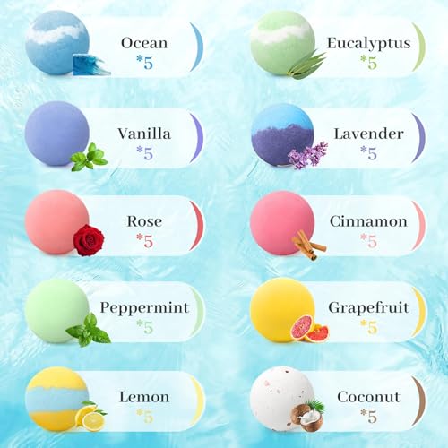 50 PCS Bath Bombs with 10 Scents A212