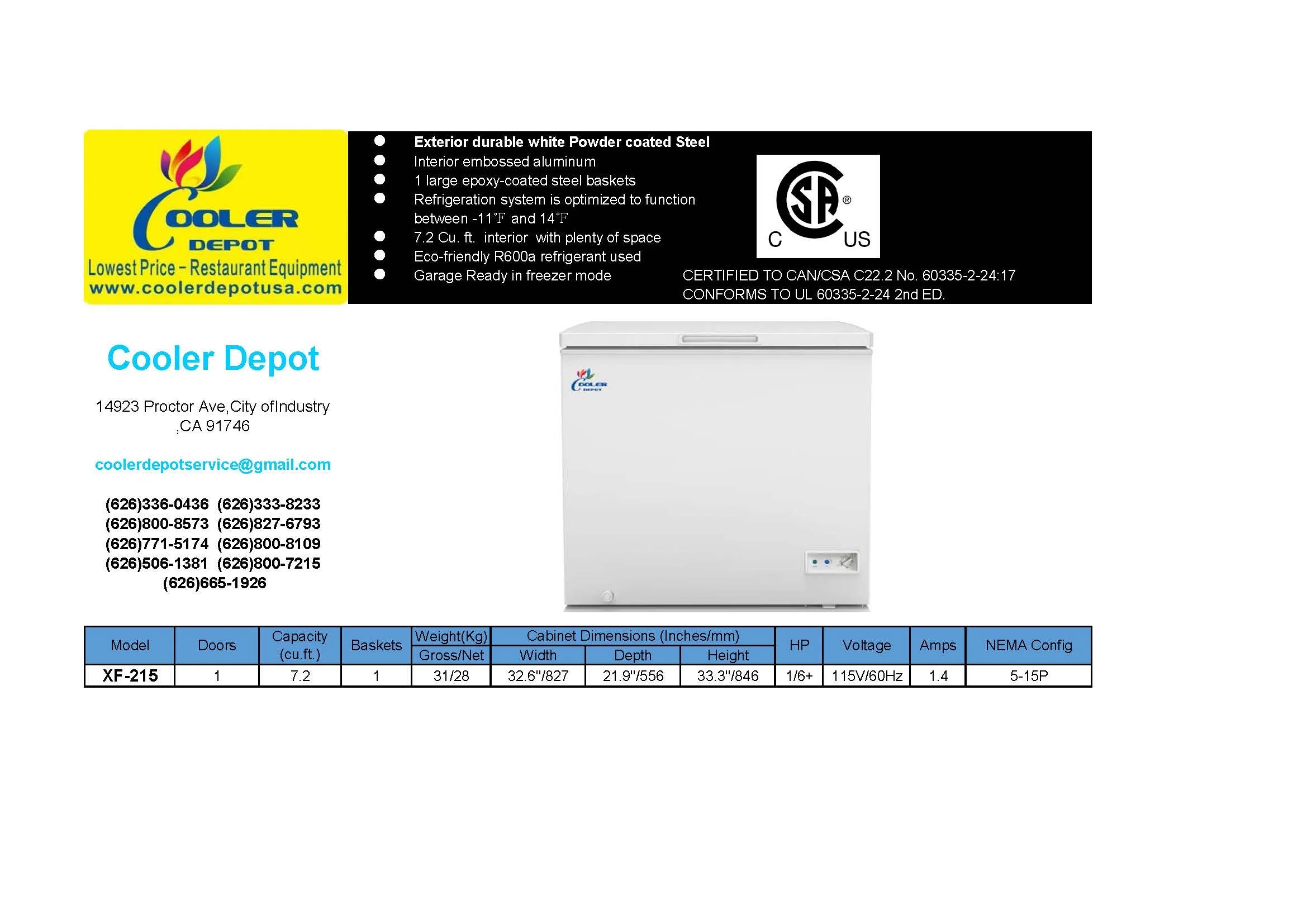 Solid Top Chest Commercial Freezer 7.2 Cu. ft. W4591