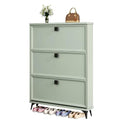 Gray Slim Shoe Cabinet with 3 Flip Drawers J158