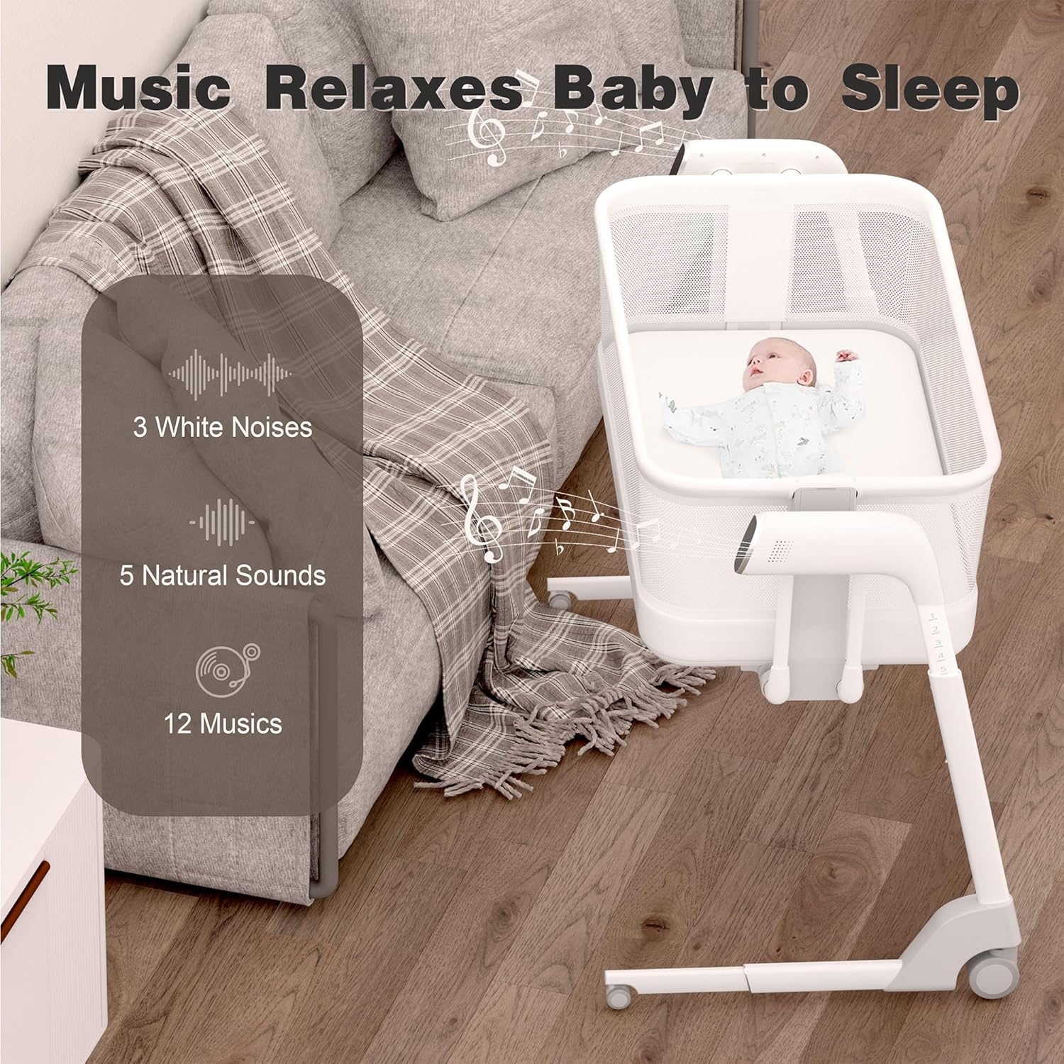 White Baby Bassinet with Mattress N48893