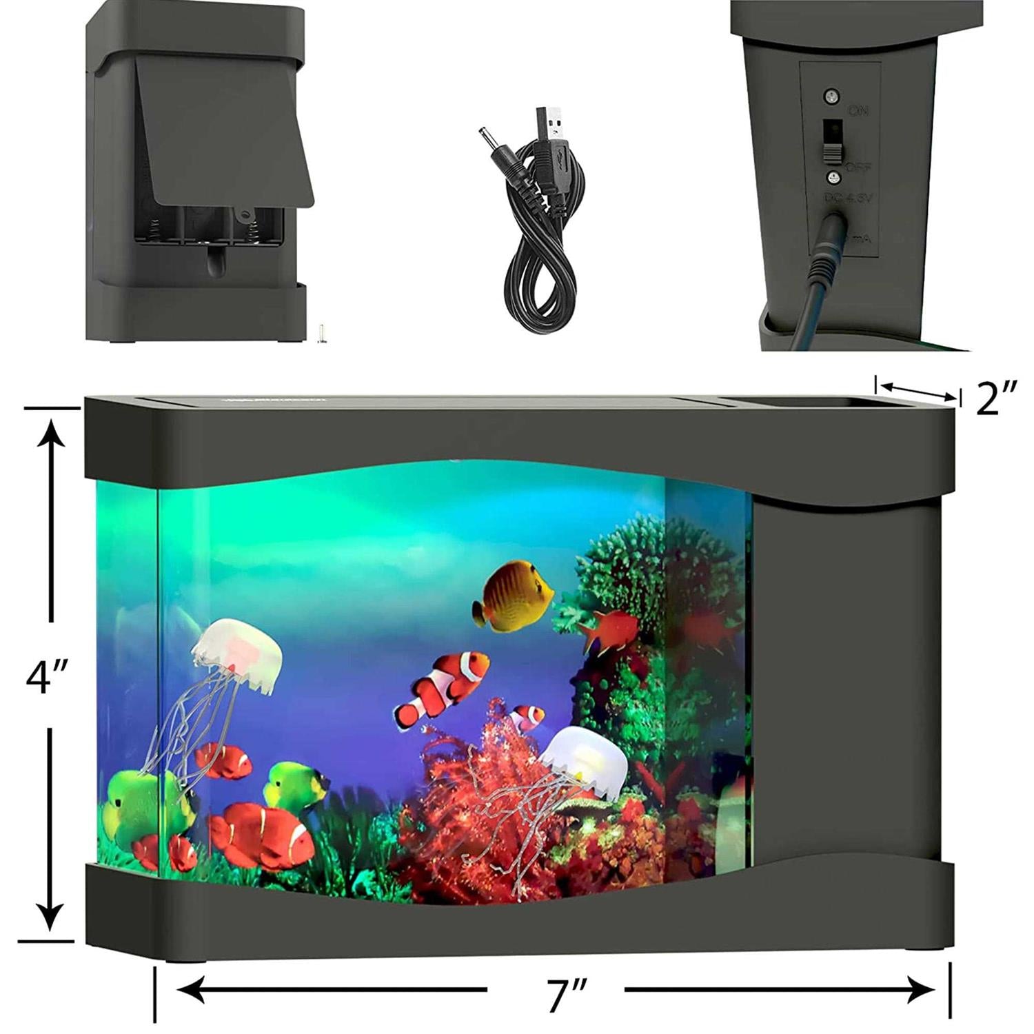 Mini Jellyfish Aquarium Artificial Fish Tank with Moving Fish B578