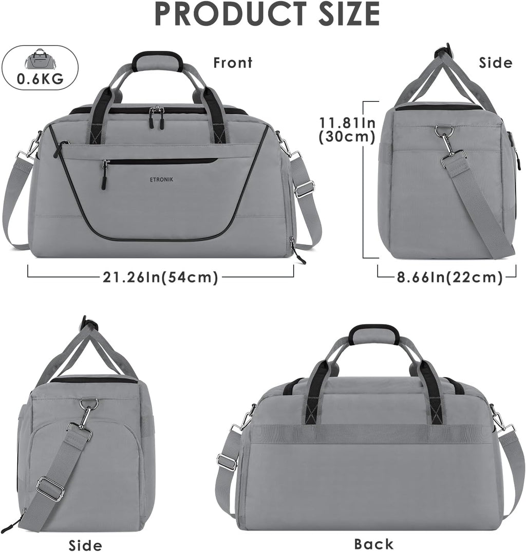 Grey Gym Duffle Bag with Lock and Shoe Compartment Y6468