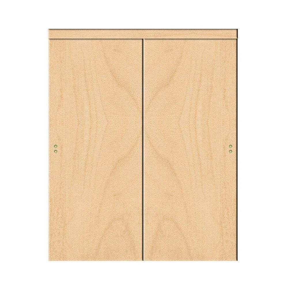 48 in. x 80 in. Smooth Flush Solid Core Stain Grade Maple MDF Interior Closet Sliding Door with Matching Trim E704458