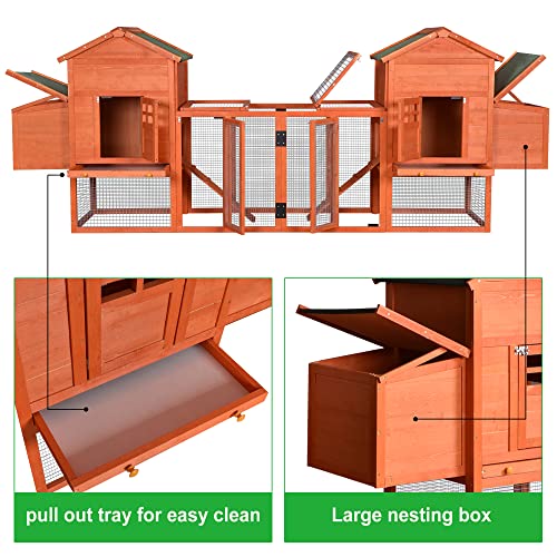 Large Metal Chicken Coop Hexagonal Walk-in Poultry Cage with Anti-UV Cover (13.1 * 8.6ft) D1196