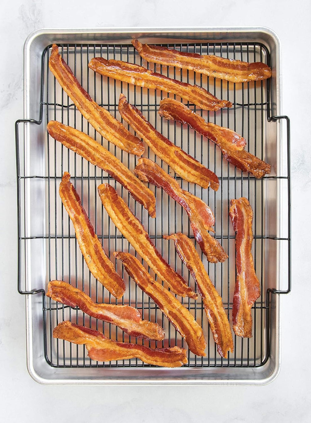 Extra Large Oven Crisping Baking Tray with Rack, Silver P385