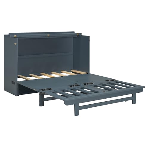 Gray Full Size Murphy Bed with Storage Drawer G7593