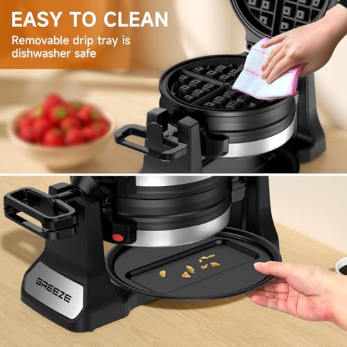 Double Belgian Waffle Maker 1400W Nonstick Stainless Steel G715