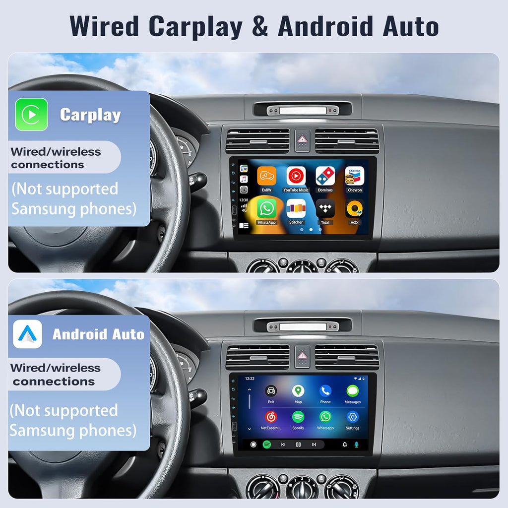 9 Inch Touchscreen Single Din Car Stereo with Wireless Carplay Android Auto Bluetooth FM EQ Backup Camera Car MP5 Player with Steering Wheel Control 7 Color Light MIC J7883
