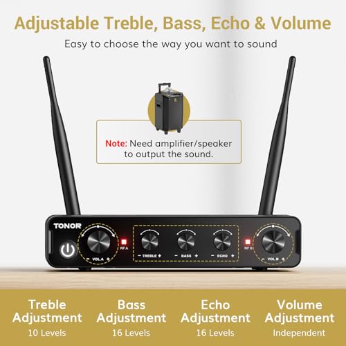 Wireless Microphone System, UHF Cordless Handheld Dynamic Mic Kit with Receiver, Black D65346