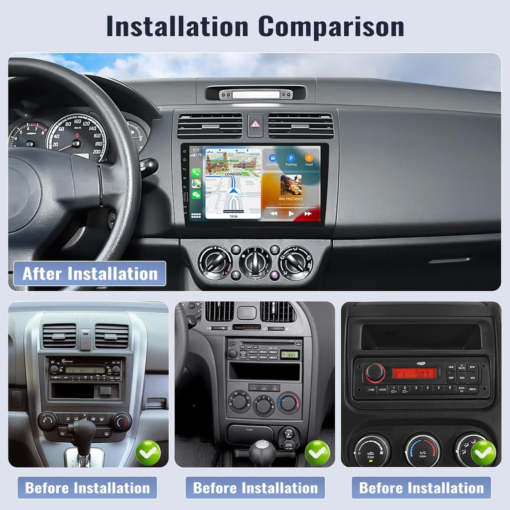 9 Inch Touchscreen Single Din Car Stereo with Wireless Carplay Android Auto Bluetooth FM EQ Backup Camera Car MP5 Player with Steering Wheel Control 7 Color Light MIC J7883