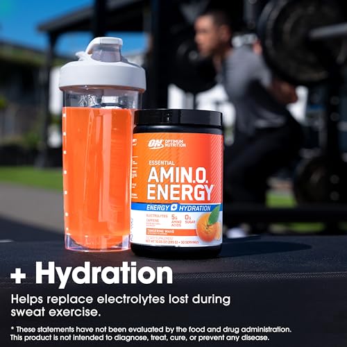 Tangerine Wave 30 Servings Amino Energy Powder with BCAA, Electrolytes, and Caffeine S560696