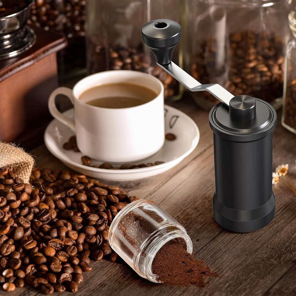 Adjustable Manual Coffee Grinder with Ceramic Burr Hand Crank Mill Black A3151