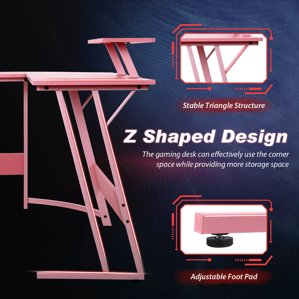 Pink L Shaped Desk L1419