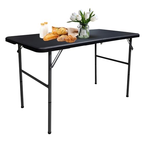 Black 4FT Square Plastic Folding Table T30419