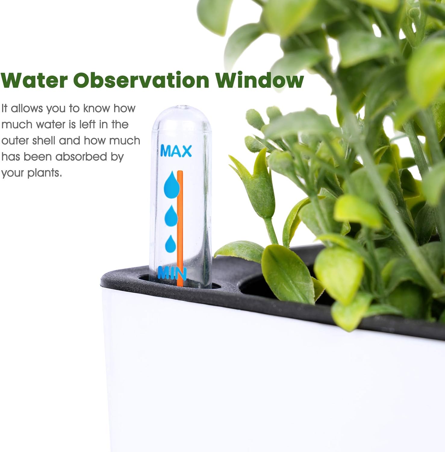 2-Pack Self Watering Rectangular Planters with Water Gauge Indicator B218142