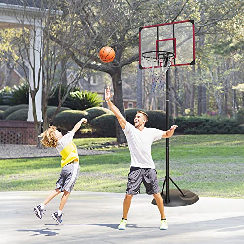 32" Backboard Basketball Goal Stand with Fillable Base and Wheels, 7.5-9.2ft Adjustable Height T98141