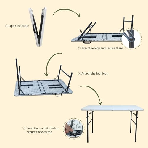 Black 4FT Square Plastic Folding Table T30419