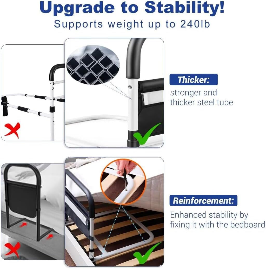 Bed Rail with Motion Light, Non-Slip Handle, Storage Pocket K730866