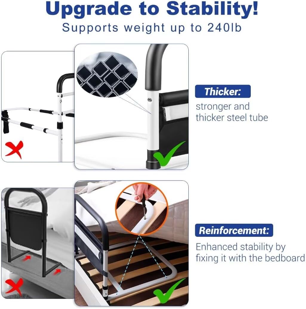 Bed Rail with Motion Light, Non-Slip Handle, Storage Pocket K730866