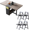 5-Piece Folding Dining Table and Folding Chairs Set, Grey V16120