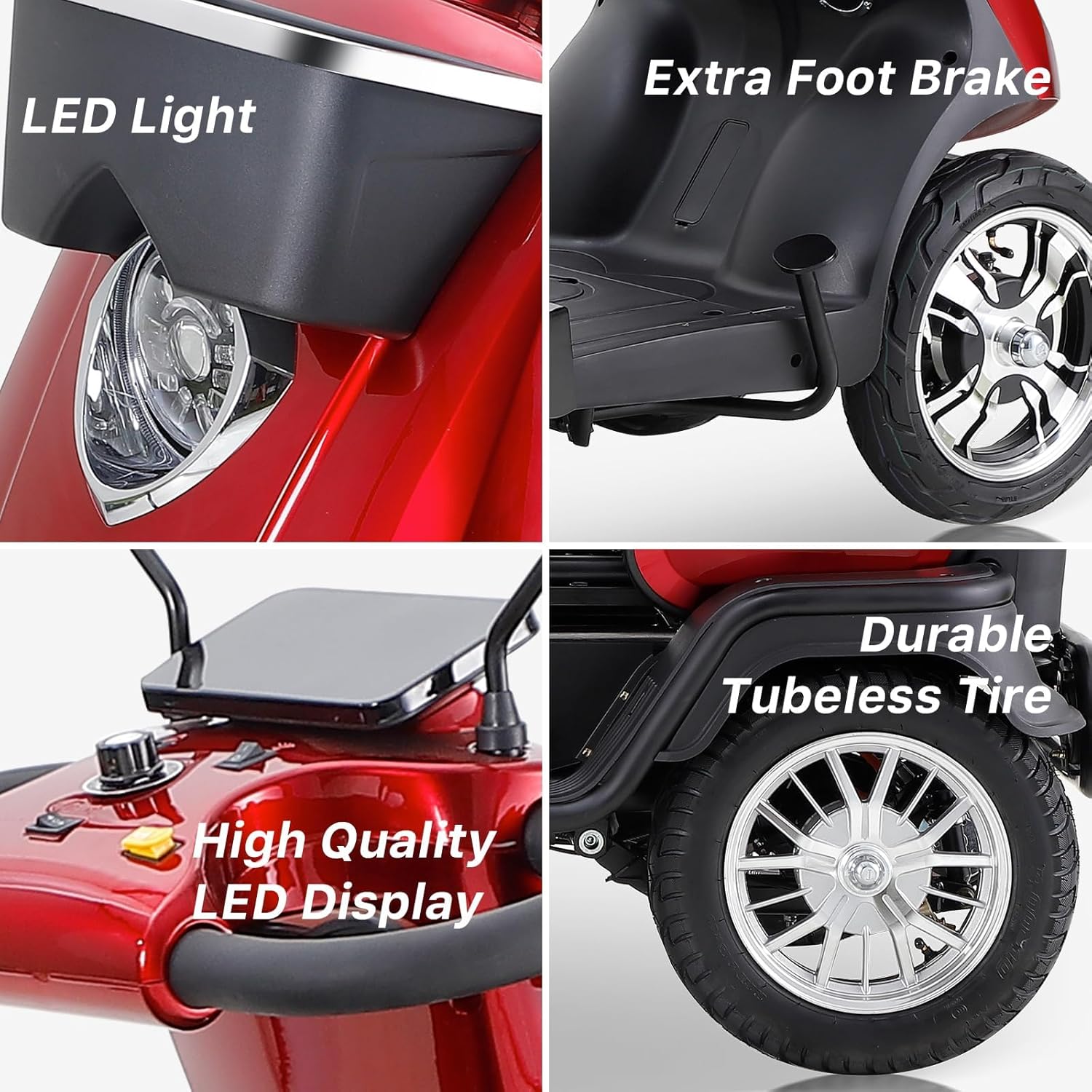 Red Heavy Duty Double Seat Mobility Scooter E523945