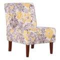 Gray Yellow Fabric Floral Accent Chair Z930916