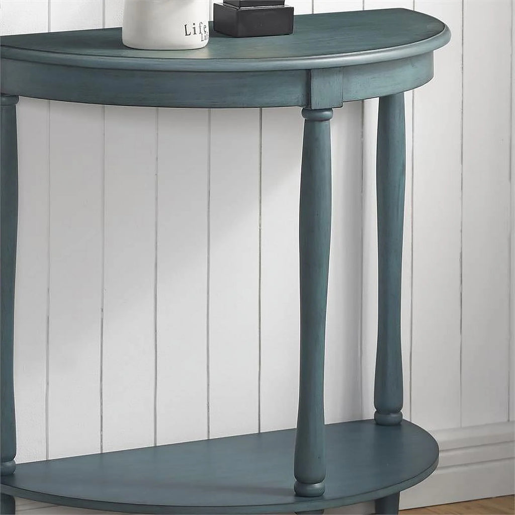 Antique Green Wood 1-Shelf Console Table X4744