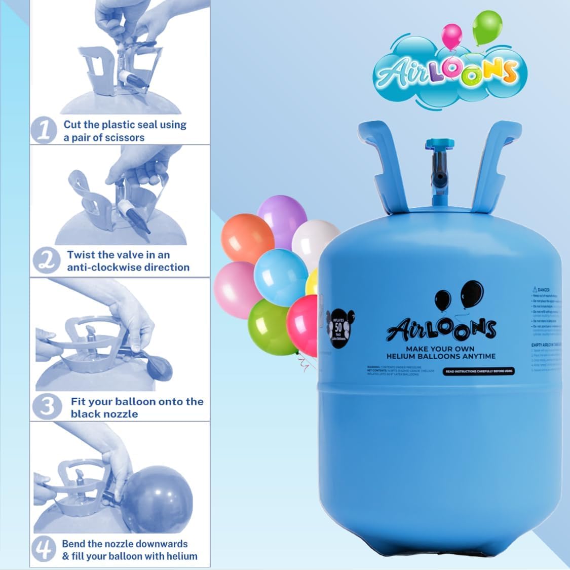 Helium Tank 7 cu. ft. Cylinder for 90 Latex Balloons C69155