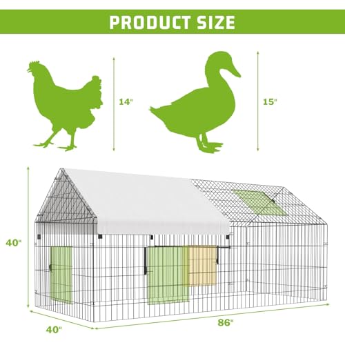 Large Metal Chicken Coop with Run, 9.8×13.1×6.6ft Walk-in Poultry Cage with Cover R52246