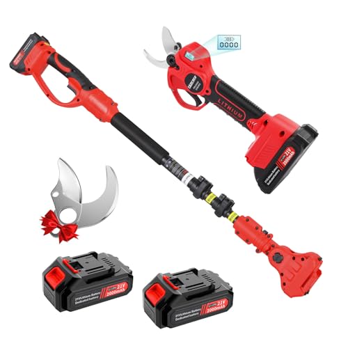 Electric Pruning Shears with LCD Display, Cordless, 2 Rechargeable 2Ah Lithium Batteries, 1.2 Inch Cutting Diameter O711674