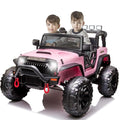 24V Electric Cars Vehicles Toys for Kids -2 Seater, 4x200W Powerful Wheels 4WD Ride on Truck Kids with 3 Speed Remote Control Spring Suspension, Bluetooth, MP3 Music, Soft Brake (Hot Pink) F15319