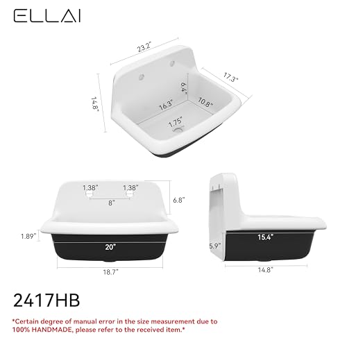 White and Black Porcelain Utility Sink I78176